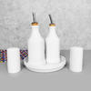 Conjunto Galheteiro Porcelana Bandeja Redonda Branco