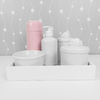 Kit Higiene C/ Garrafa Térmica Pote Algodão E Cotonete Nuvem Rosa Poá