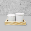 Kit Higiene Porcelana com Bandeja Retangular Pequena Rosa Poá