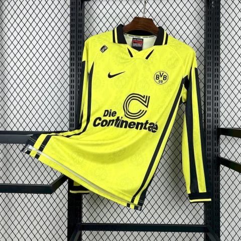 Camisa Borussia Dortmund 1996/97 - Retro - Manga Longa - Amarela e Preta - Torcedor Masculino