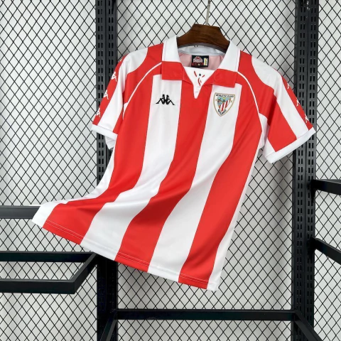 Camisa Athletic Bilbao 1998/99 - Retro - Vermelha e Branca - Torcedor Masculino