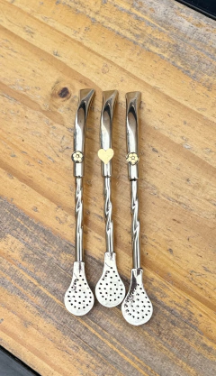 Bombilla de alpaca con aplique bronce soldado en internet