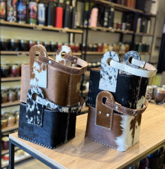 Canasta exclusiva cuero pelos 4 espacios - comprar online