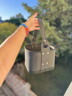 CANASTA ECO CUERO NEGRA LISA - comprar online