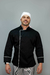 Dolmã Masculina Preta com Friso Branco Lisa Gabardine - comprar online
