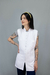 Jaleco Cavado Gola Padre com Zipper - Branco - loja online