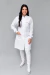 Jaleco Acinturado Gola Padre Friso Azul Marinho - Branco - Moda Branca | Jalecos | Scrub's | Uniformes Profissionais