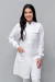 Jaleco Acinturado Gola Padre Friso Azul Marinho - Branco - comprar online