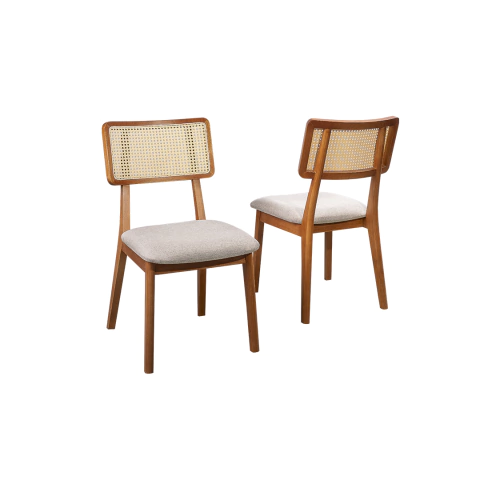 Conjunto 02 Cadeiras De Jantar Alice Madeira Maciça Encosto Tela Ratan - comprar online