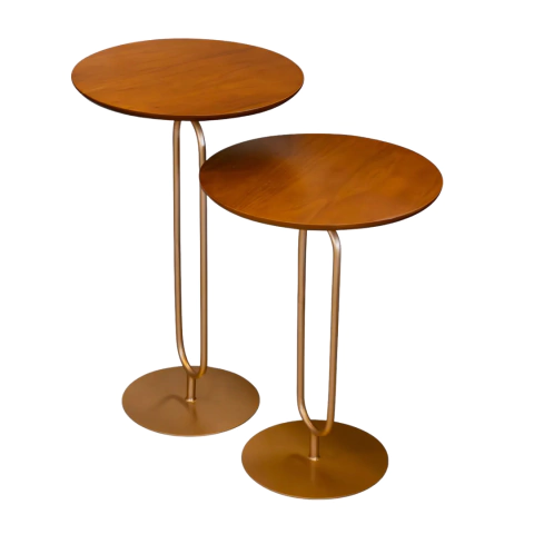 Conjunto Mesa Lateral Afroditi Base em Metal Champagne - comprar online