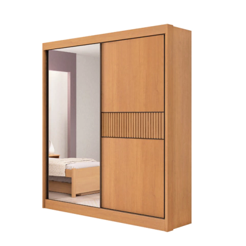 Guarda Roupa Atenas Ripado 2 Portas de Correr 100% MDF com Espelho - comprar online