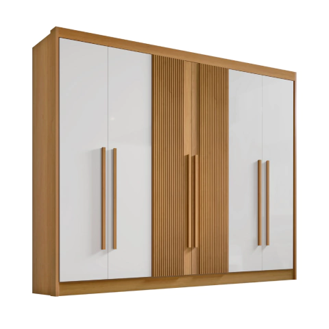 Guarda Roupa Casal Athos Ripado 6 Portas 100% MDF - comprar online