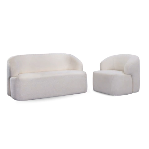 Conjunto Sofá e Poltrona Orgânico Gucci Bouclé Off White