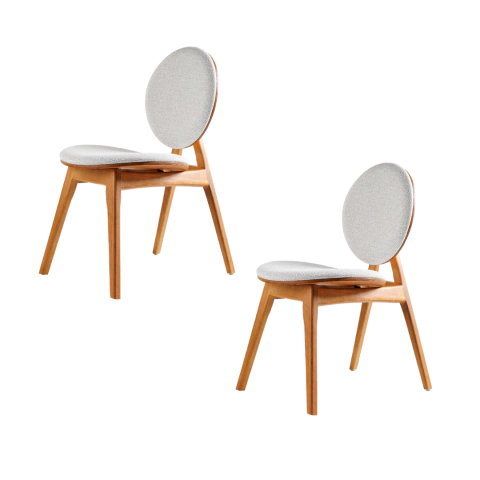 Kit com 2 Cadeiras Cacau em Madeira e Estofado em Boucle - comprar online