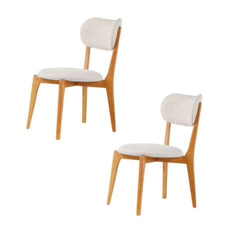 Kit com 2 Cadeiras Pipa Pés em Madeira Encosto e Assento Estofado em Linho - comprar online