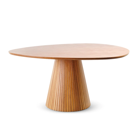 Mesa de Jantar Gaia Orgânica Base em Madeira Ripada e Tampo Laminado de Madeira - comprar online