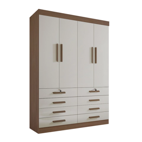 Guarda Roupa Solteiro Mônaco 4 Portas 8 Gavetas MDF - comprar online