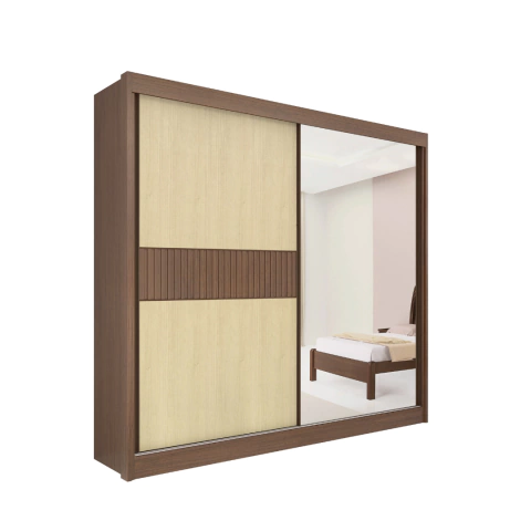 Guarda Roupa Titanium Ripado 2 Portas de Correr 100% MDF com Espelho - comprar online