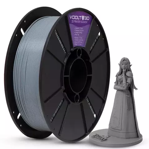 Filamento PLA Velvet Cinza Claro Fosco - 1kg - 1,75mm - Voolt 3D