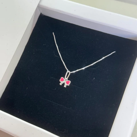 Colar laço rosa 40cm