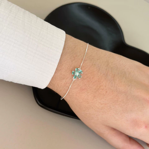 Pulseira Flor cravejada acqua 11mm