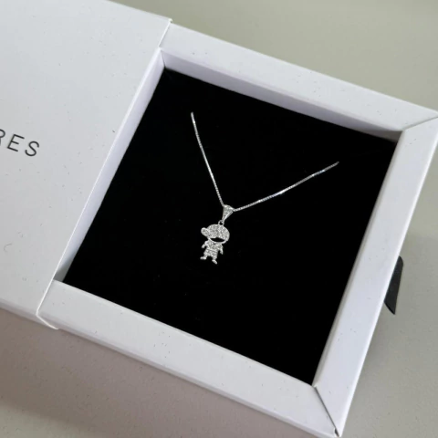 Colar menino cravejado 1,3cm 45cm