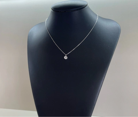 Colar zircônia redonda embutida 45cm