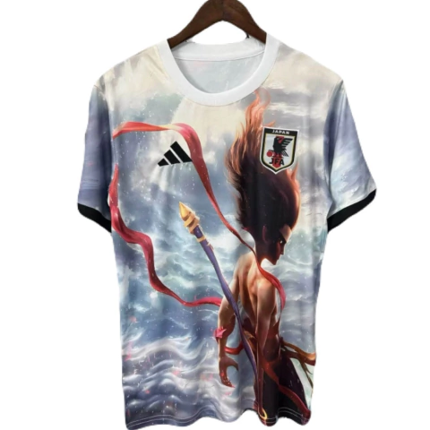 camisa Japão anime Nezha, camisa Adidas 25/26, camiseta torcedor Japão branca, camisa torcedor masculina branca, camisa seleção japonesa, camisa futebol Japão anime, camiseta Nezha futebol, camiseta masculina branca, camisa Adidas Japão, camisa futebol Ja