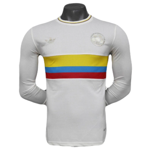 Camisa Jogador Colômbia Adidas 100 Anos, camisa Colômbia 2024, camisa Seleção Colombiana Adidas 100 Anos, camisa Colômbia branca dourada, camisa futebol Colômbia 100 anos, camisa Adidas 100 Anos Colômbia, camisa Colômbia 100 Anos manga longa, camisa Adida