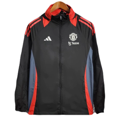 Jaqueta corta vento Manchester United, Jaqueta corta vento Manchester United Adidas, Jaqueta Manchester United Adidas 25/26, Jaqueta corta vento Manchester United preta, Jaqueta corta vento Manchester United com capuz, Jaqueta corta vento Adidas Mancheste