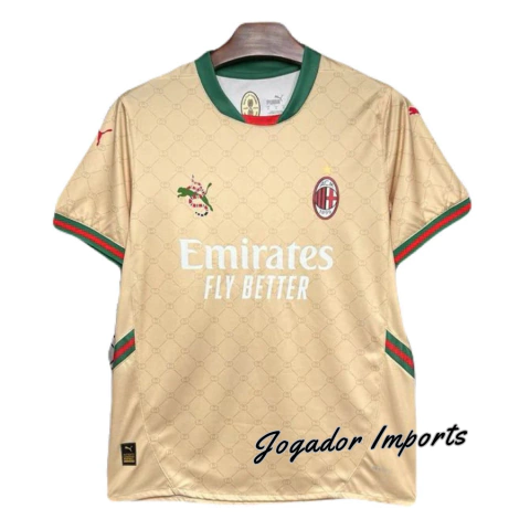 Camisa AC Milan Puma Vs Gucci 24/25 Torcedor Masculina Dourado