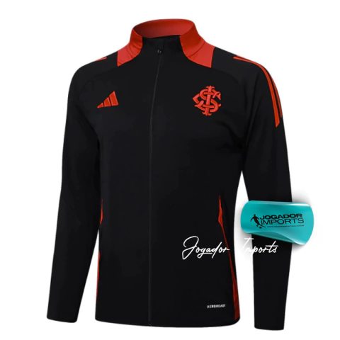 Jaqueta Internacional 25/26, Jaqueta Internacional Adidas 2025, Jaqueta Preta Internacional Adidas, Jaqueta Internacional com detalhes laranja, Jaqueta Treino Internacional 2025, Jaqueta Oficial Internacional, Jaqueta Internacional masculina torcedor, Jaq