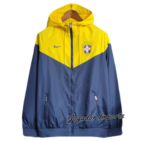 Jaqueta Corta Vento Brasil Nike Azul e Amarelo