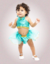 Fantasia Jasmine Verde Bebê Menina - Mêsversário ( Sem trança )