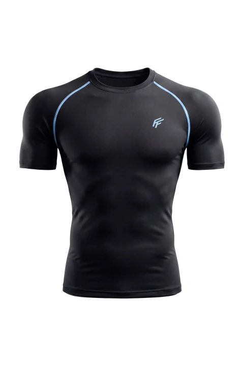 Remera de compresión LightBlue Seams (negro)