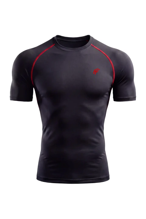 Remera de compresión Red Seams (negro)