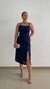 Vestido Com Linho e Fenda Básico - Lotus Store