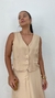 Conjunto Colete Botões e Saia Longuete Godê