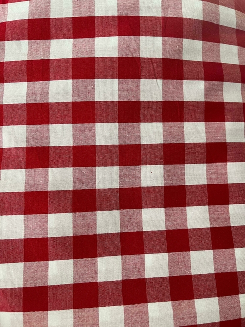 TECIDO TRICOLINE XADREZ FIO TINTO VERMELHO 0,50X1,50