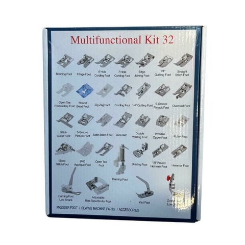 Pé Calcador Sapata Kit 32 Peças Pezinho Maquina de Costura Doméstica Multifuncional