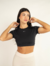 Blusa Cropped Manga Curta Preta Activ