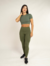 Blusa Cropped Manga Curta Verde Oliva Activ - loja online