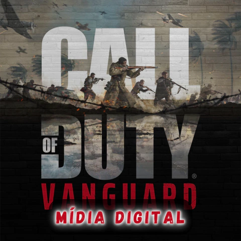 Imagem do jogo Call Of Duty: Vanguard para PS4 e PS5, mostrando soldados em combate com fundo dramático.