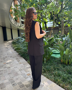 Calça Wide Leg Alfaiataria Feminina - Preta - Anna Store