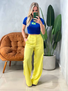Calça Feminina Alfaiataria Pantalona Carpenter Cargo Luna Ref. 1278