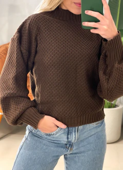 Blusa em Tricô Modal Pipoca com gola Jeniffer Ref. 2028
