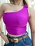 Cropped Feminino Alça Única Plissado Rosani Ref.1200