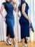 Vestido Feminino Midi em Ribana Manga Muscle com Gola Cintia Ref. 977 - loja online