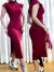 Vestido Feminino Midi em Ribana Manga Muscle com Gola Cintia Ref. 977 na internet