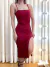 Imagem do Vestido Feminino Midi em Ribana Alças Finas com Fenda Katia Ref. 1062